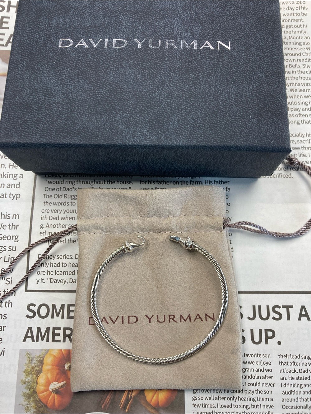 David Yurman Sterling Cable Open Cuff Bracelet in Silver